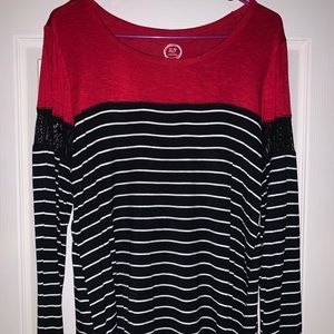 Maurices black and red long sleeve striped shirt